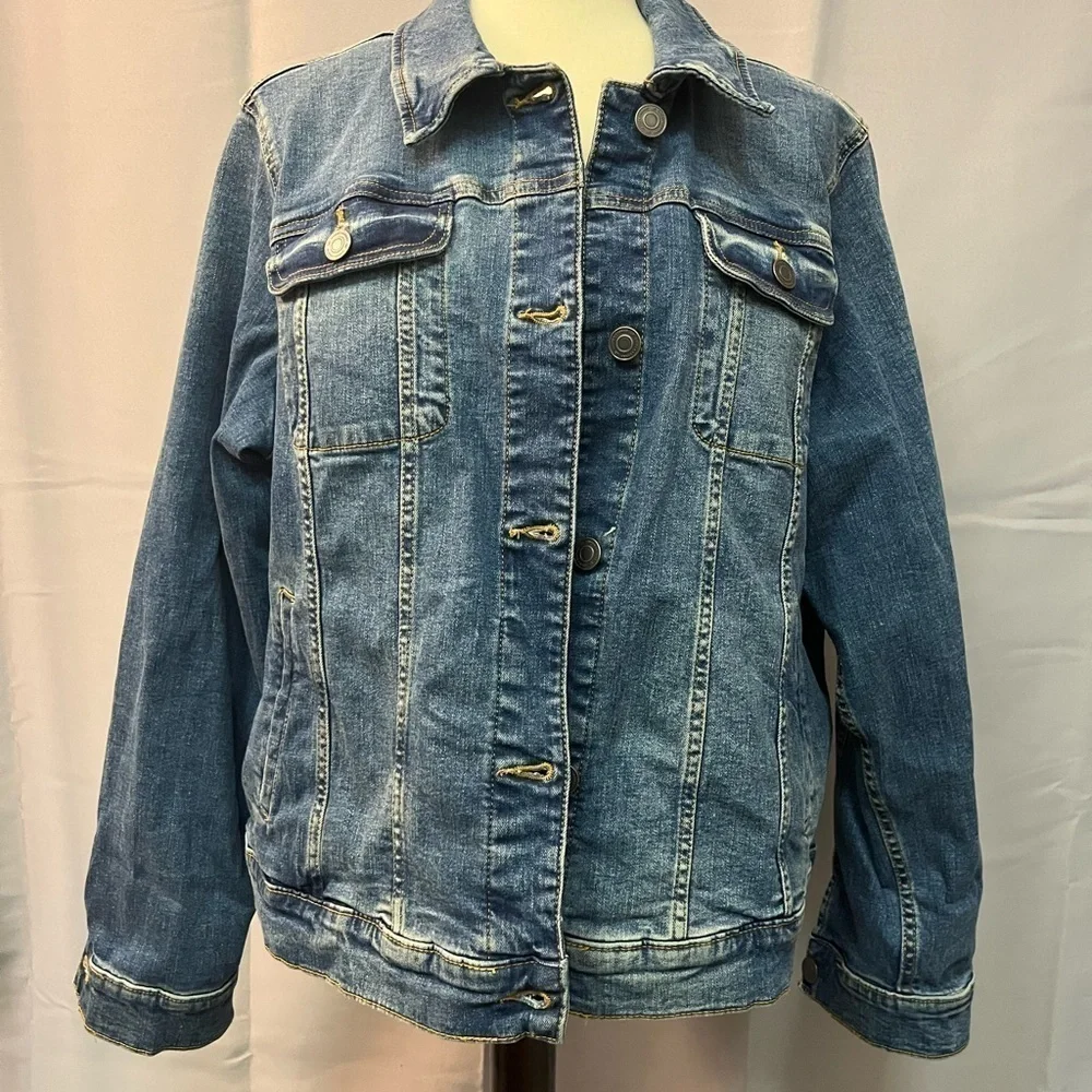 EUC LAUREN CONRAD Blue Denim Blue Jean women’s jacket button down cott…